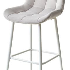 Барный стул ХОФМАН, цвет H-09 Светло-серый, велюр / белый каркас М-City в Сысерти - sysert.mebel24.online | фото