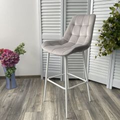 Барный стул ХОФМАН, цвет H-09 Светло-серый, велюр / белый каркас М-City в Сысерти - sysert.mebel24.online | фото 2