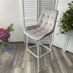 Барный стул ХОФМАН, цвет H-09 Светло-серый, велюр / белый каркас М-City в Сысерти - sysert.mebel24.online | фото 3