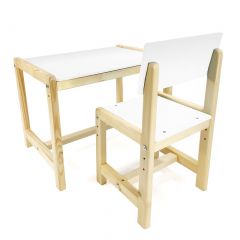 Детский растущий комплект стол и стул  Я САМ "Лофт" (Белый, Сосна) в Сысерти - sysert.mebel24.online | фото