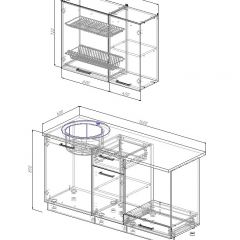 Кухонный гарнитур Антрацит 1600 (Стол. 26мм) в Сысерти - sysert.mebel24.online | фото 2