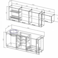 Кухонный гарнитур Антрацит 2550 (Стол. 26мм) в Сысерти - sysert.mebel24.online | фото 2