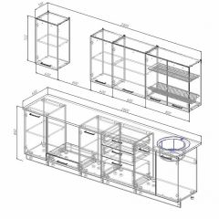 Кухонный гарнитур Антрацит 2800 (Стол. 26мм) в Сысерти - sysert.mebel24.online | фото 2