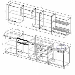 Кухонный гарнитур Антрацит 3000 (Стол. 26мм) в Сысерти - sysert.mebel24.online | фото 2