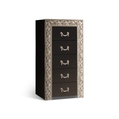 Комод 5 ящиков Узкий Тиффани Premium черная/серебро (ТФКМ-2(П) в Сысерти - sysert.mebel24.online | фото