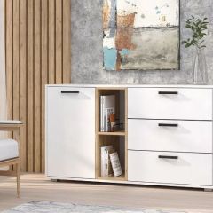 Комод №9 ЛДСП (Белый/Дуб Крафт Золотой) в Сысерти - sysert.mebel24.online | фото