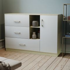 Комод К-3.1 (Дуб сонома/Белый жемчуг) в Сысерти - sysert.mebel24.online | фото 2