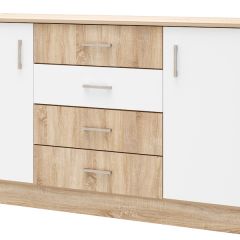 БЕАТРИС Комод К1400 (Дуб Сонома/Белый глянец) в Сысерти - sysert.mebel24.online | фото