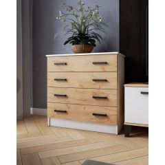Комод КМ-2 ЛДСП Белый/ ЛДСП Дуб крафт золотой в Сысерти - sysert.mebel24.online | фото