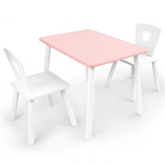 Комплект детской мебели стол и два стула Корона  (Розовый/Белый/Белый) в Сысерти - sysert.mebel24.online | фото 1