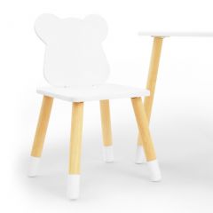 Комплект детской мебели стол и два стула Мишутка (Белый/Белый/Береза) в Сысерти - sysert.mebel24.online | фото