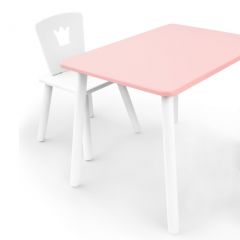 Комплект детской мебели стол и стул Корона (Розовый/Белый/Белый) в Сысерти - sysert.mebel24.online | фото