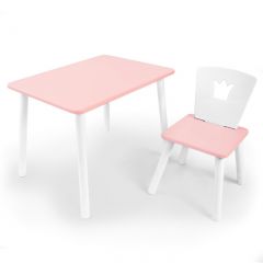 Комплект детской мебели стол и стул Корона (Розовый/Розовый/Белый) в Сысерти - sysert.mebel24.online | фото