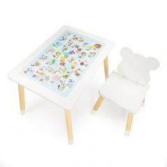Комплект детской мебели стол и стул Мишутка с накладкой Алфавит (Белый/Белый/Береза) в Сысерти - sysert.mebel24.online | фото 2