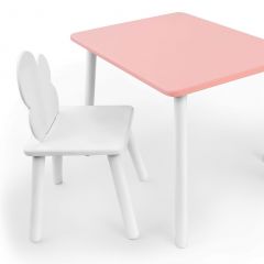 Комплект детской мебели стол и стул Облачко (Розывый/Белый/Белый) в Сысерти - sysert.mebel24.online | фото