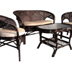 Комплект Пеланги 02/15 с 2-х местным диваном и овальным столом (Темно-коричневый) в Сысерти - sysert.mebel24.online | фото
