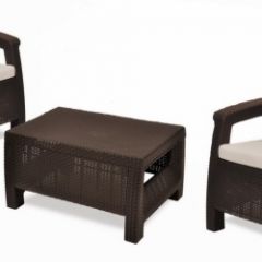 Комплект мебели Корфу Уикенд (Corfu Weekend) коричневый - серо-бежевый * в Сысерти - sysert.mebel24.online | фото 1