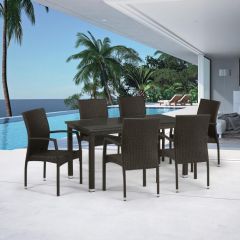 Комплект плетеной мебели T256A/YC379A-W53 Brown (6+1) + подушкина стульях в Сысерти - sysert.mebel24.online | фото 1