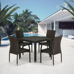 Комплект плетеной мебели T257A/YC379A-W53 Brown (4+1) + подушки на стульях в Сысерти - sysert.mebel24.online | фото 1