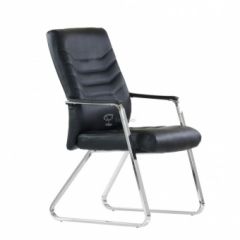 Кресло Barneo K-25 для посетителей и переговорных (хром, черная экокожа) в Сысерти - sysert.mebel24.online | фото