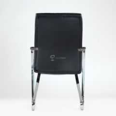 Кресло Barneo K-25 для посетителей и переговорных (хром, черная экокожа) в Сысерти - sysert.mebel24.online | фото 3