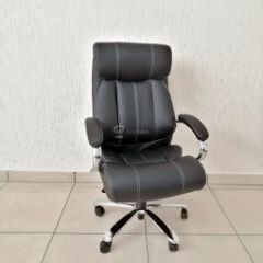 Кресло Barneo K-303 для руководителя (черная экокожа) в Сысерти - sysert.mebel24.online | фото