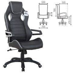 Кресло компьютерное BRABIX Techno Pro GM-003 (экокожа черное/серое, вставки серые) 531814 в Сысерти - sysert.mebel24.online | фото