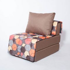 Кресло-кровать бескаркасное Харви (коричневый-геометрия браун) в Сысерти - sysert.mebel24.online | фото 1