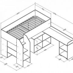 Кровать-чердак "Теремок-2" Дуб молочный в Сысерти - sysert.mebel24.online | фото 3