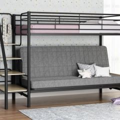 Кровать двухъярусная с диваном "Мадлен-3" (Черный/Серый) в Сысерти - sysert.mebel24.online | фото