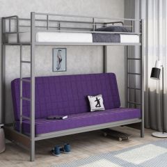 Кровать двухъярусная с диваном "Мадлен" (Серый/Фиолетовый) в Сысерти - sysert.mebel24.online | фото 1