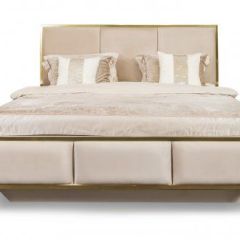 Кровать Lara 1800 с мягким изголовьем + основание (бежевый глянец) в Сысерти - sysert.mebel24.online | фото 2