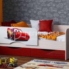 Кровать Юниор-12 с фотопеч. "Тачки" в Сысерти - sysert.mebel24.online | фото