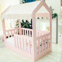 Кровать-домик без ящика 800*1600 (Розовый) в Сысерти - sysert.mebel24.online | фото