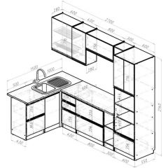 Кухонный гарнитур Ноктюрн мега прайм 1500х2700 мм в Сысерти - sysert.mebel24.online | фото 2