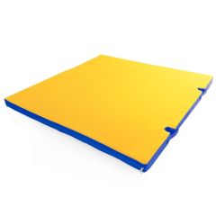 Мат гимнастический 1х1х0,05м с вырезом под стойки цв. синий-желтый в Сысерти - sysert.mebel24.online | фото 1