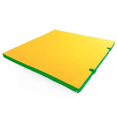 Мат гимнастический 1х1х0,05м с вырезом под стойки цв. зеленый-желтый в Сысерти - sysert.mebel24.online | фото 1