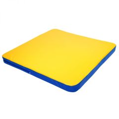 Мат гимнастический 1,36х1,36х0,08м складной закругленные углы цв. синий-желтый (для ДСК Игрунок) в Сысерти - sysert.mebel24.online | фото