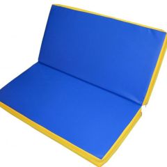 Мат гимнастический 1х1х0,08м складной цв. синий-желтый в Сысерти - sysert.mebel24.online | фото