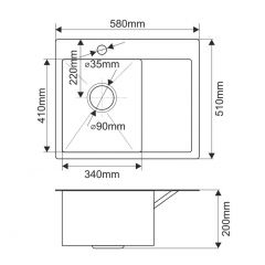 Мойка HD5851L MELANA ProfLine 3,0/200 САТИН врезная прямоугольная с коландером HD5851L в Сысерти - sysert.mebel24.online | фото 2