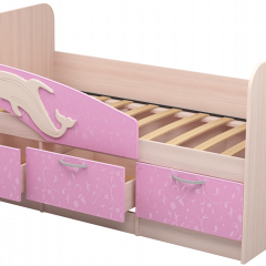 Кровать Дельфин 1,6 (Дуб молочный/фасад - Ламарти розовый) в Сысерти - sysert.mebel24.online | фото 1