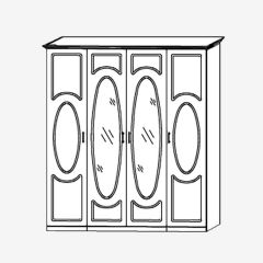 Прованс-2 Шкаф 4-х дверный с 2 зеркалами (Итальянский орех/Груша с платиной черной) в Сысерти - sysert.mebel24.online | фото