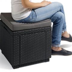 Пуфик Куб с подушкой (Cube with cushion) коричневый - серо-бежевый* в Сысерти - sysert.mebel24.online | фото 2