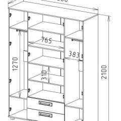 Шкаф 4-х дверный с ящиками М-1 Серия Вега в Сысерти - sysert.mebel24.online | фото 3