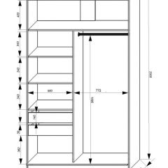 Шкаф-купе 1400 серии SOFT D1+D3+B2+PL1 (2 ящика+1штанга) профиль «Графит» в Сысерти - sysert.mebel24.online | фото 3
