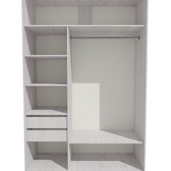 Шкаф-купе 1500 серии SILVER S1+S1+B2+PL2 (2 ящика+1 штанга+1 полка) профиль «Серебро» в Сысерти - sysert.mebel24.online | фото 2
