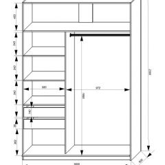 Шкаф-купе 1600 серии SOFT D1+D3+B2+PL1 (2 ящика+1штанга) профиль «Графит» в Сысерти - sysert.mebel24.online | фото 4