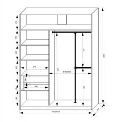 Шкаф-купе 1700 серии NEW CLASSIC K4+K4+B2+PL4 (2 ящика+F обр. штанга) профиль «Капучино» в Сысерти - sysert.mebel24.online | фото 3