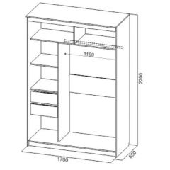 Шкаф-купе №19 Серия 3 Квадро (1700) Ясень Анкор светлый в Сысерти - sysert.mebel24.online | фото 4