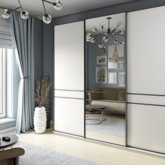 Шкаф-купе 2100 серии SOFT D5+D4+D5+B22+PL3 (по 2 ящика лев/прав+2штанги) профиль «Графит» в Сысерти - sysert.mebel24.online | фото